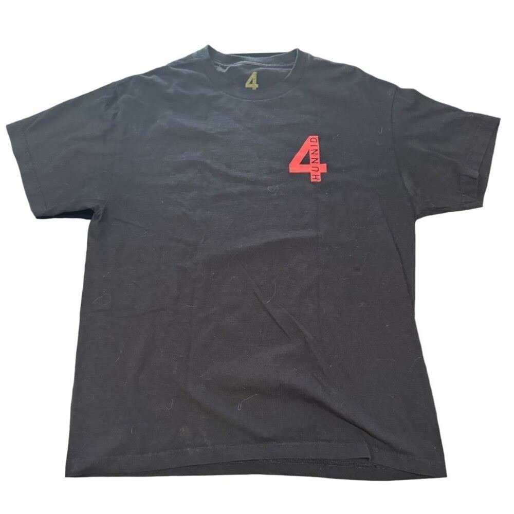 4 Hunnid Black Graphic Tee T‎ Shirt Good Sex No Stress Big Checks Mens Large